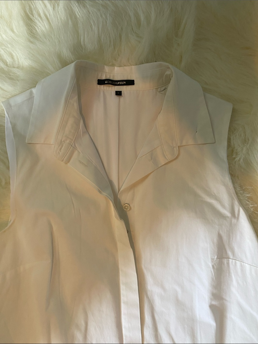 Kobi Halperin White Sleeveless Button-Front Shirt Dress